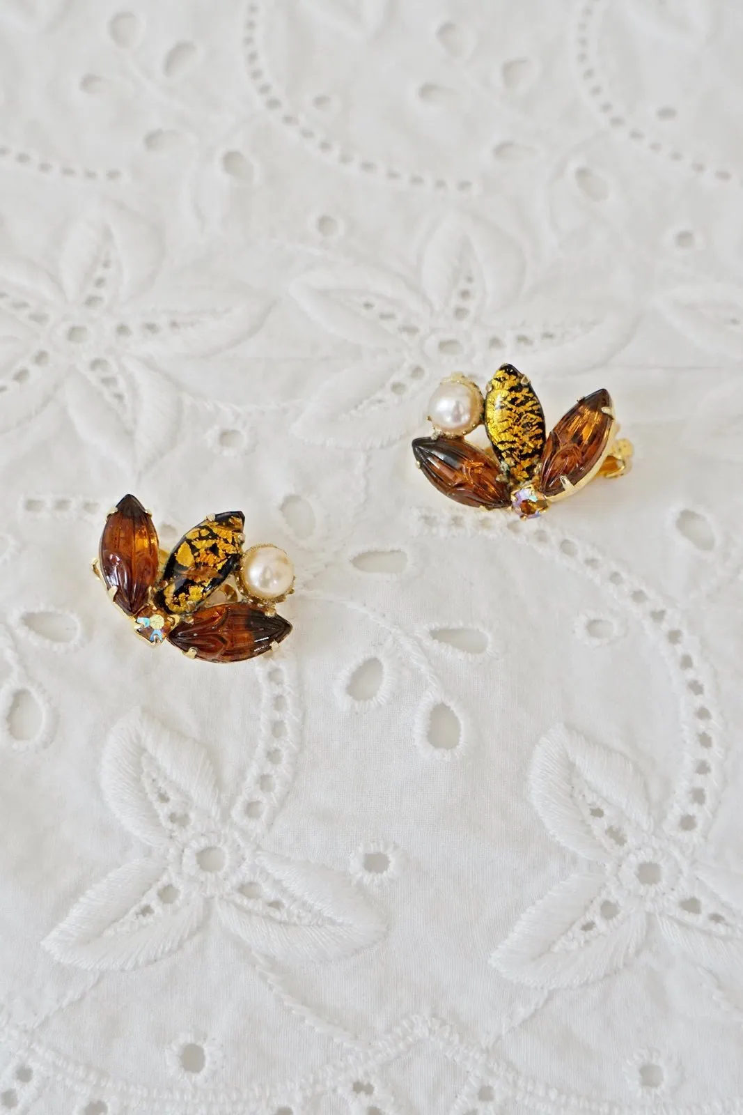 Vintage Jeweled  Bee Earrings