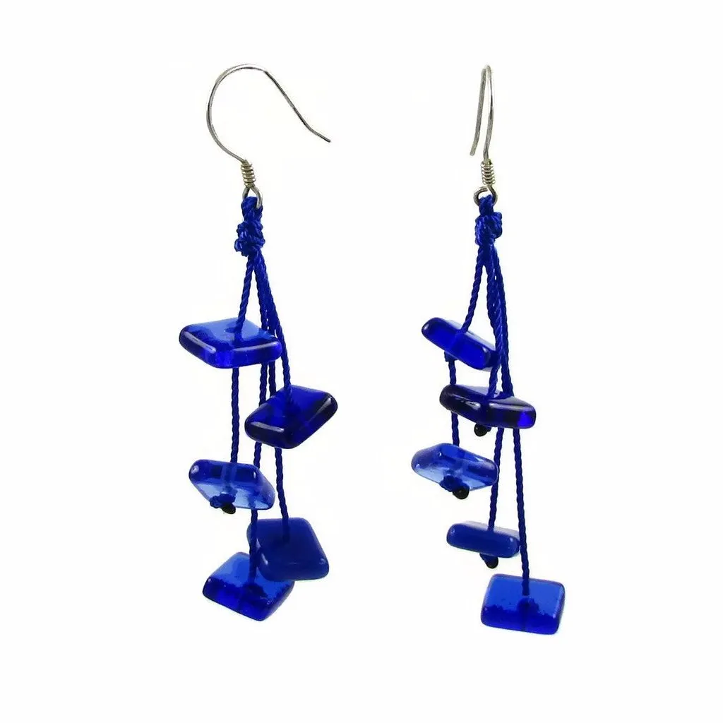 Zen Glass Earrings - Navy