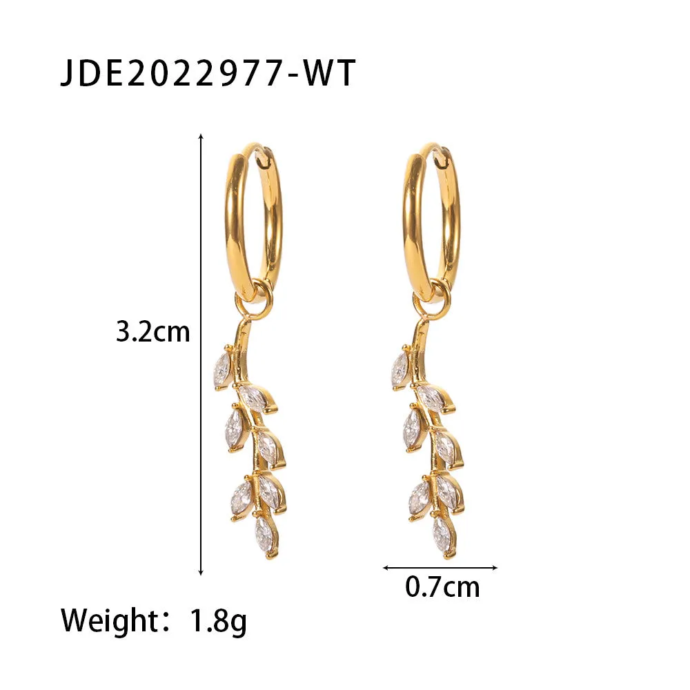 Zircon Vine Charm Earrings