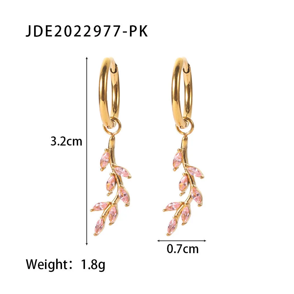 Zircon Vine Charm Earrings