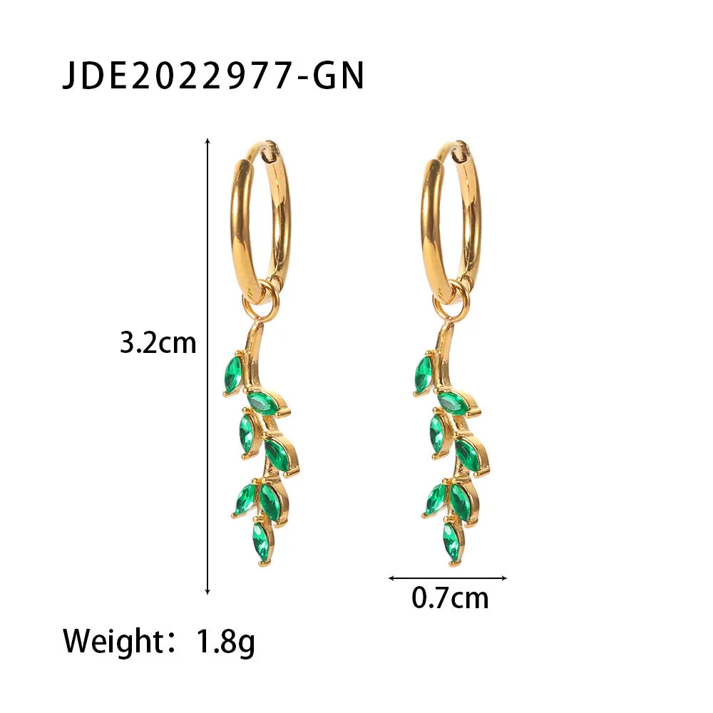 Zircon Vine Charm Earrings